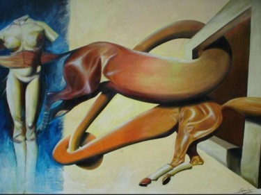 Painting titled "Mujer y caballo" by Alejandro Maass, Original Artwork