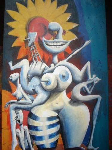 Painting titled "zafo y sus discipul…" by Alejandro Maass, Original Artwork