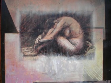 Painting titled "Desnudo fondo rosa" by Alejandro Maass, Original Artwork