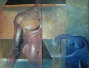 Pintura titulada "Desnudo rosa y azul" por Alejandro Maass, Obra de arte original