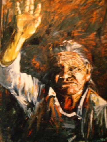Pintura titulada "Anciana saludando" por Alejandro Maass, Obra de arte original