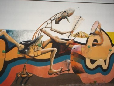 Pintura titulada "Proceso mural parro…" por Alejandro Maass, Obra de arte original