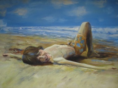 Pintura titulada "Ivan en la arena" por Alejandro Maass, Obra de arte original