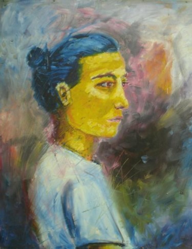 Pintura titulada "Cara amarilla" por Alejandro Maass, Obra de arte original