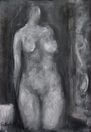 Painting titled "Lei" by Gattavecchia, Original Artwork, Tempera Mounted on Wood Stretcher frame