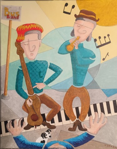Painting titled "Performers" by Gaen, Original Artwork, Acrylic