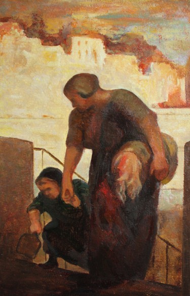 Painting titled "Оноре Домье. "Прачк…" by Vladimir Gats, Original Artwork, Oil