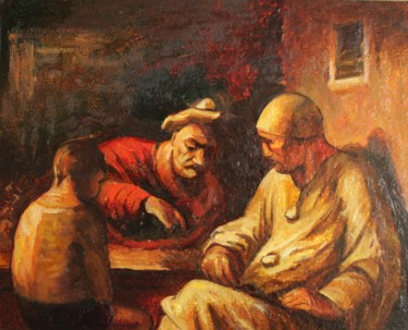 Painting titled "Оноре Домье. "Комед…" by Vladimir Gats, Original Artwork, Oil