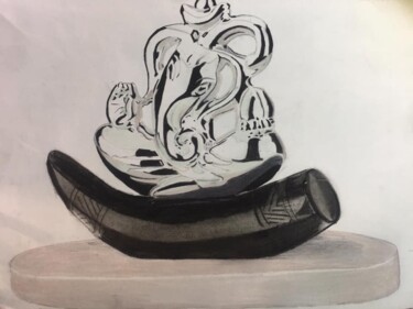 "Glass Ganesha" başlıklı Resim Gaurav Gupta tarafından, Orijinal sanat, Grafit