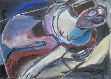 Peinture intitulée "Insomnie 13" par Régine Gauthey, Œuvre d'art originale, Huile Monté sur Châssis en bois