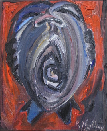 Painting titled "La folie" by Régine Gauthey, Original Artwork, Oil Mounted on Wood Stretcher frame