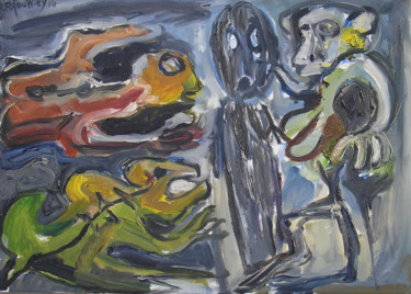 Peinture intitulée "Vision" par Régine Gauthey, Œuvre d'art originale, Huile Monté sur Châssis en bois