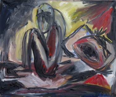 Картина под названием "Cauchemar" - Régine Gauthey, Подлинное произведение искусства, Масло Установлен на Деревянная рама дл…