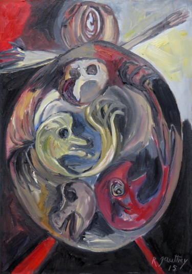 Peinture intitulée "Tourment" par Régine Gauthey, Œuvre d'art originale, Huile Monté sur Châssis en bois