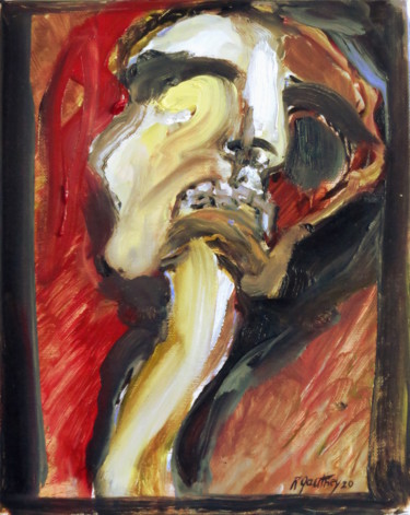 Painting titled "Sans titre 03/20" by Régine Gauthey, Original Artwork, Oil Mounted on Wood Stretcher frame