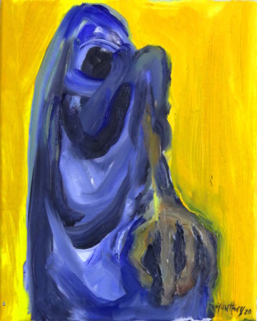 Ζωγραφική με τίτλο "Sans titre 07/20" από Régine Gauthey, Αυθεντικά έργα τέχνης, Λάδι Τοποθετήθηκε στο Ξύλινο φορείο σκελετό