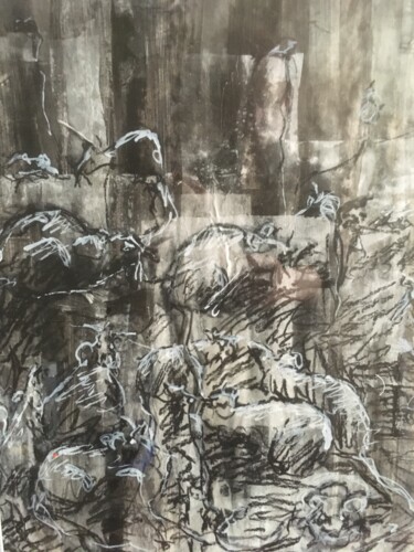 Malerei mit dem Titel "Ville de rats" von Gauthier Joyeux, Original-Kunstwerk, Tinte