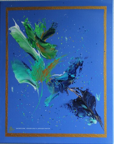Картина под названием "GOLDEN JUNGLE 3" - Eliane Gautier, Подлинное произведение искусства, Акрил Установлен на Деревянная р…
