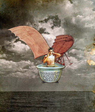 Arts numériques intitulée "Bath Man" par Solange Gautier, Œuvre d'art originale, Collages