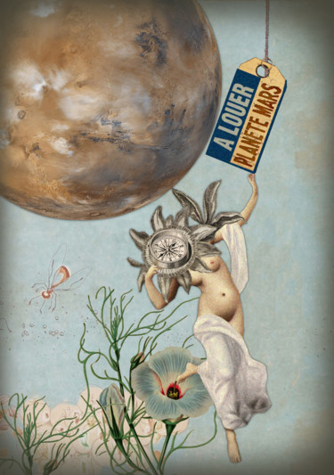 Digital Arts titled "Planète Mars" by Solange Gautier, Original Artwork, Collages