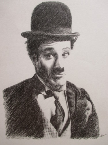 Disegno intitolato "Charlie Chaplin" da Gautier Laurent, Opera d'arte originale, Matita