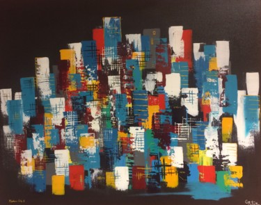 Peinture intitulée "Modern City 3" par Regis Gautier, Œuvre d'art originale, Acrylique