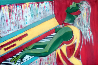 Peinture intitulée "La pianiste" par Isabelle Gauvin, Œuvre d'art originale, Acrylique