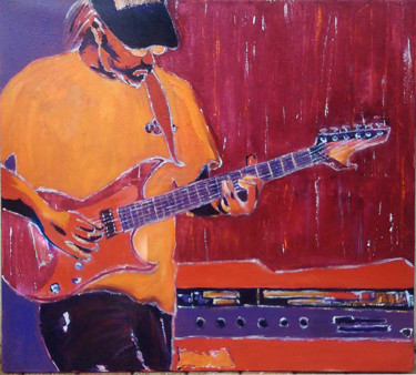 Картина под названием "Le guitariste rock" - Isabelle Gauvin, Подлинное произведение искусства, Акрил