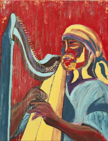 Peinture intitulée "Le harpiste" par Isabelle Gauvin, Œuvre d'art originale, Acrylique