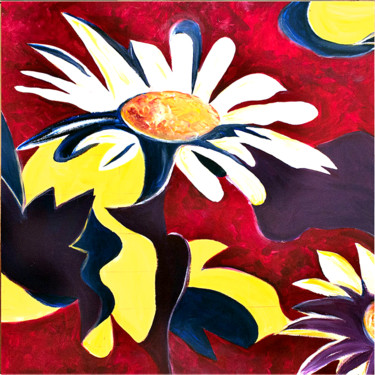 Peinture intitulée "Les marguerites" par Isabelle Gauvin, Œuvre d'art originale, Acrylique