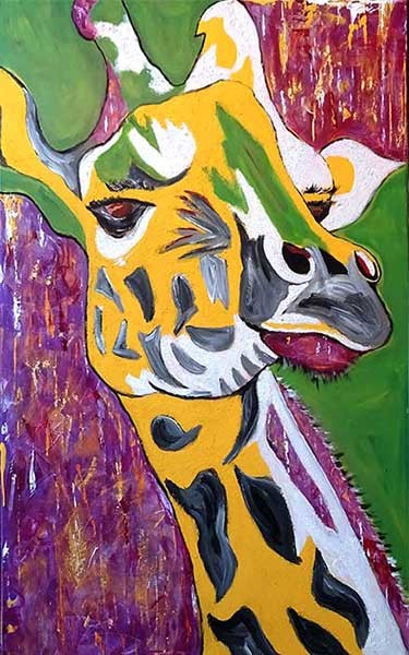 Pintura intitulada "La girafe" por Isabelle Gauvin, Obras de arte originais, Acrílico