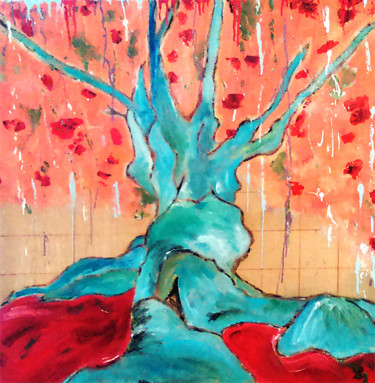 Peinture intitulée "L'arbre bleu" par Isabelle Gauvin, Œuvre d'art originale, Acrylique