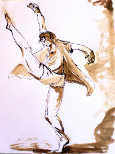 Dessin intitulée "Danseur" par Isabelle Gauvin, Œuvre d'art originale, Encre