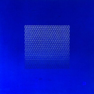 Pintura intitulada "Blue Rising" por Gavin Tu, Obras de arte originais, Bordado Montado em Armação em madeira