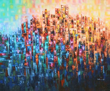 Painting titled "The Streets" by Ahmed Mande, Original Artwork, Acrylic