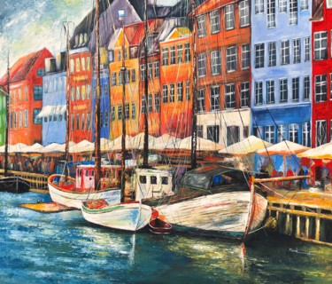 Painting titled "Copenhagen, Denmark" by Ahmed Mande, Original Artwork, Acrylic