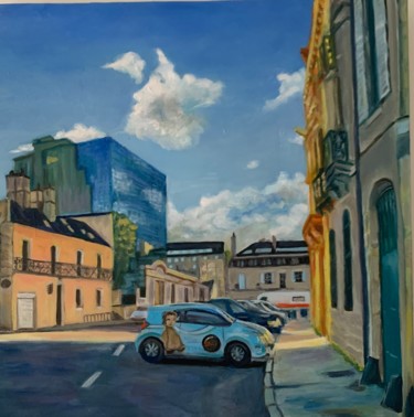 Painting titled "Place de la banque…" by Olga Gay, Original Artwork, Oil