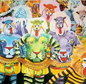 Painting titled "A road play of tige…" by Gayatri Artist, Original Artwork, Other