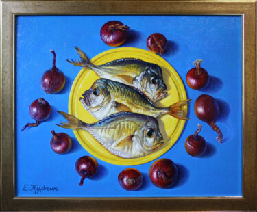 Картина под названием "Золотистый вомер" - Елена Кульчик, Подлинное произведение искусства, Масло