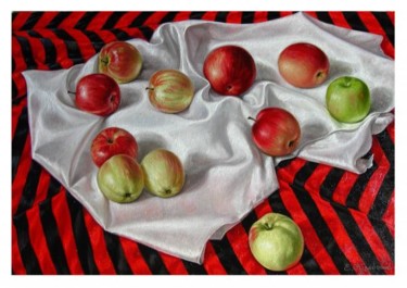 Картина под названием "яблоки" - Елена Кульчик, Подлинное произведение искусства, Масло
