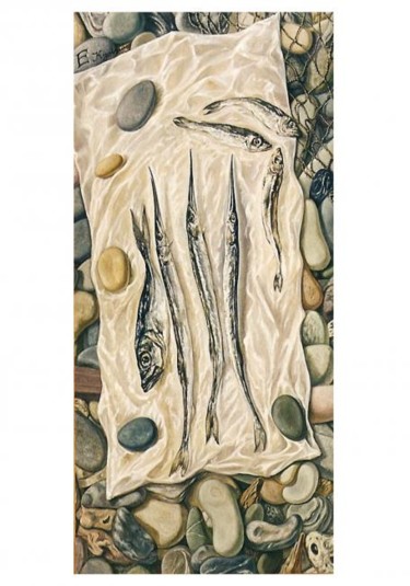Картина под названием "у полосы прибоя" - Елена Кульчик, Подлинное произведение искусства, Масло