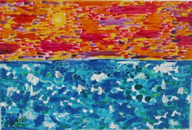 Peinture intitulée "Mer et coucher de s…" par Gazkob, Œuvre d'art originale, Acrylique