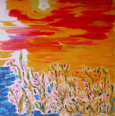 Painting titled "Atardecer desde la…" by Gazkob, Original Artwork, Acrylic