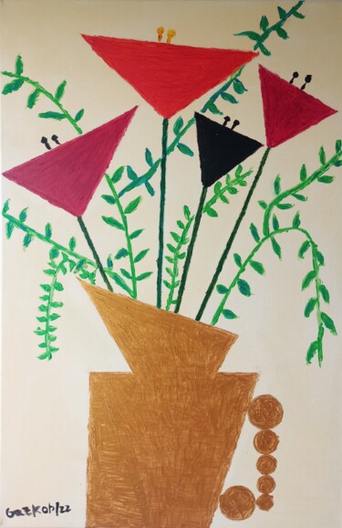 Peinture intitulée "Design vase/ Jarrón…" par Gazkob, Œuvre d'art originale, Acrylique