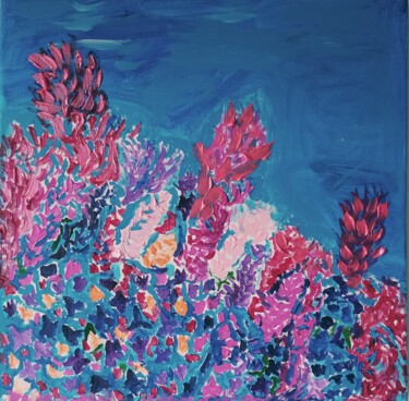 Peinture intitulée "Coral - corail" par Gazkob, Œuvre d'art originale, Acrylique Monté sur Châssis en bois