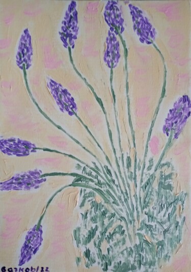 Schilderij getiteld "Lavender/ Lavande" door Gazkob, Origineel Kunstwerk, Acryl