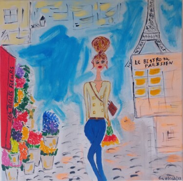 Painting titled "Parisian enjoying h…" by Gazkob, Original Artwork, Acrylic