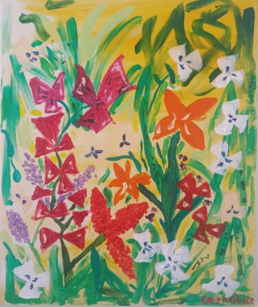 Malerei mit dem Titel "Floral explosion" von Gazkob, Original-Kunstwerk, Acryl