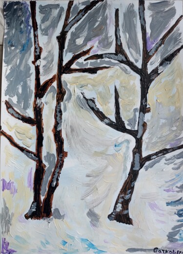Painting titled "Winter - Hiver" by Gazkob, Original Artwork, Acrylic