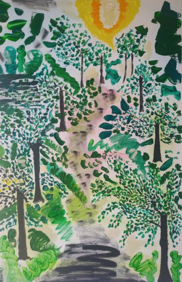 Schilderij getiteld "Asian forest/ Forêt…" door Gazkob, Origineel Kunstwerk, Acryl